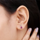 1/2 CT Pink Tourmaline Solitaire Gold Infinity Stud Earring Pink Tourmaline - ( AAA ) - Quality - Rosec Jewels