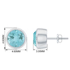 Round Shape Sky Blue Topaz Solitaire Stud Earrings in Bezel Setting Sky Blue Topaz - ( AAA ) - Quality - Rosec Jewels