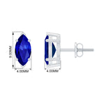 4X8 MM Marquise Cut Created Blue Sapphire Solitaire Stud Earrings Lab Created Blue Sapphire - ( AAAA ) - Quality - Rosec Jewels