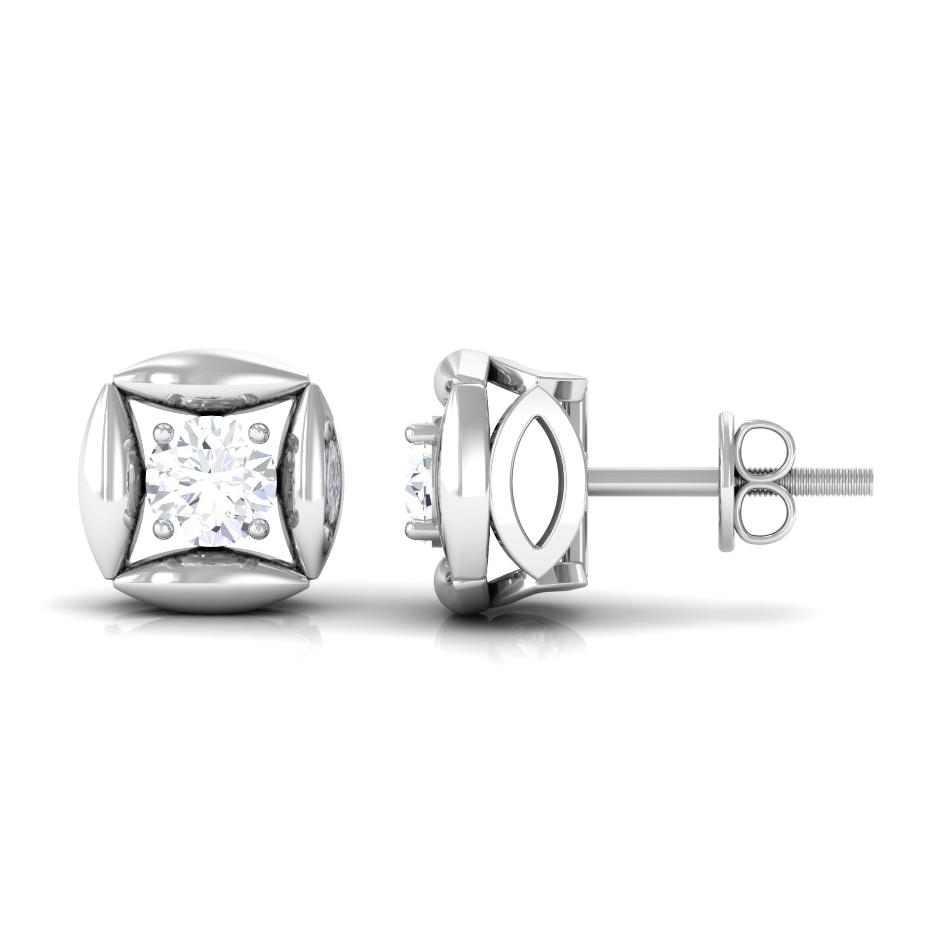 3/4 CT Minimal Stud Earrings for Women with Moissanite Moissanite - ( D-VS1 ) - Color and Clarity - Rosec Jewels