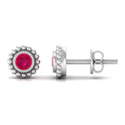 1/4 CT Ruby Solitaire Stud Earring in Beaded Bezel Setting for Women Ruby - ( AAA ) - Quality - Rosec Jewels