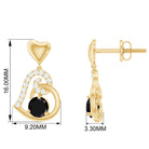 Heart Drop Earring with Black Spinel and Diamond Accent Black Spinel - ( AAA ) - Quality - Rosec Jewels