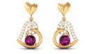 3/4 CT Rhodolite and Diamond Heart Drop Earrings with Accent Rhodolite - ( AAA ) - Quality - Rosec Jewels