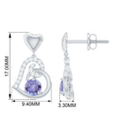 Heart Drop Earring with Tanzanite and Diamond Tanzanite - ( AAA ) - Quality - Rosec Jewels