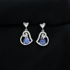 Heart Drop Earring with Tanzanite and Diamond Tanzanite - ( AAA ) - Quality - Rosec Jewels