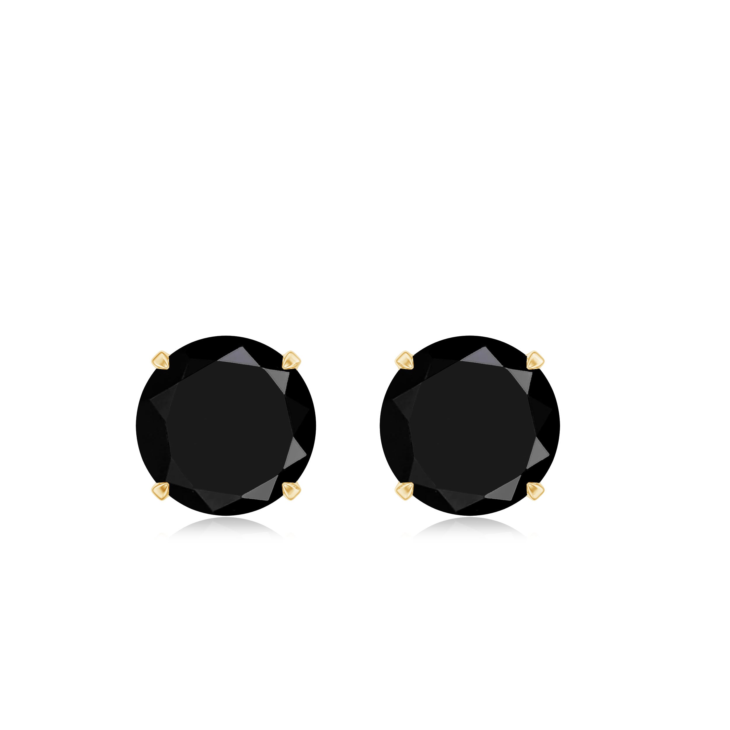 5 MM Round Black Onyx Solitaire Stud Earrings in Claw Setting Black Onyx - ( AAA ) - Quality - Rosec Jewels