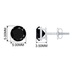 5 MM Round Black Diamond Solitaire Stud Earrings in Claw Setting Black Diamond - ( AAA ) - Quality - Rosec Jewels