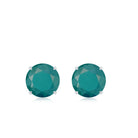 Natural Emerald Solitaire Stud Earrings Emerald - ( AAA ) - Quality - Rosec Jewels