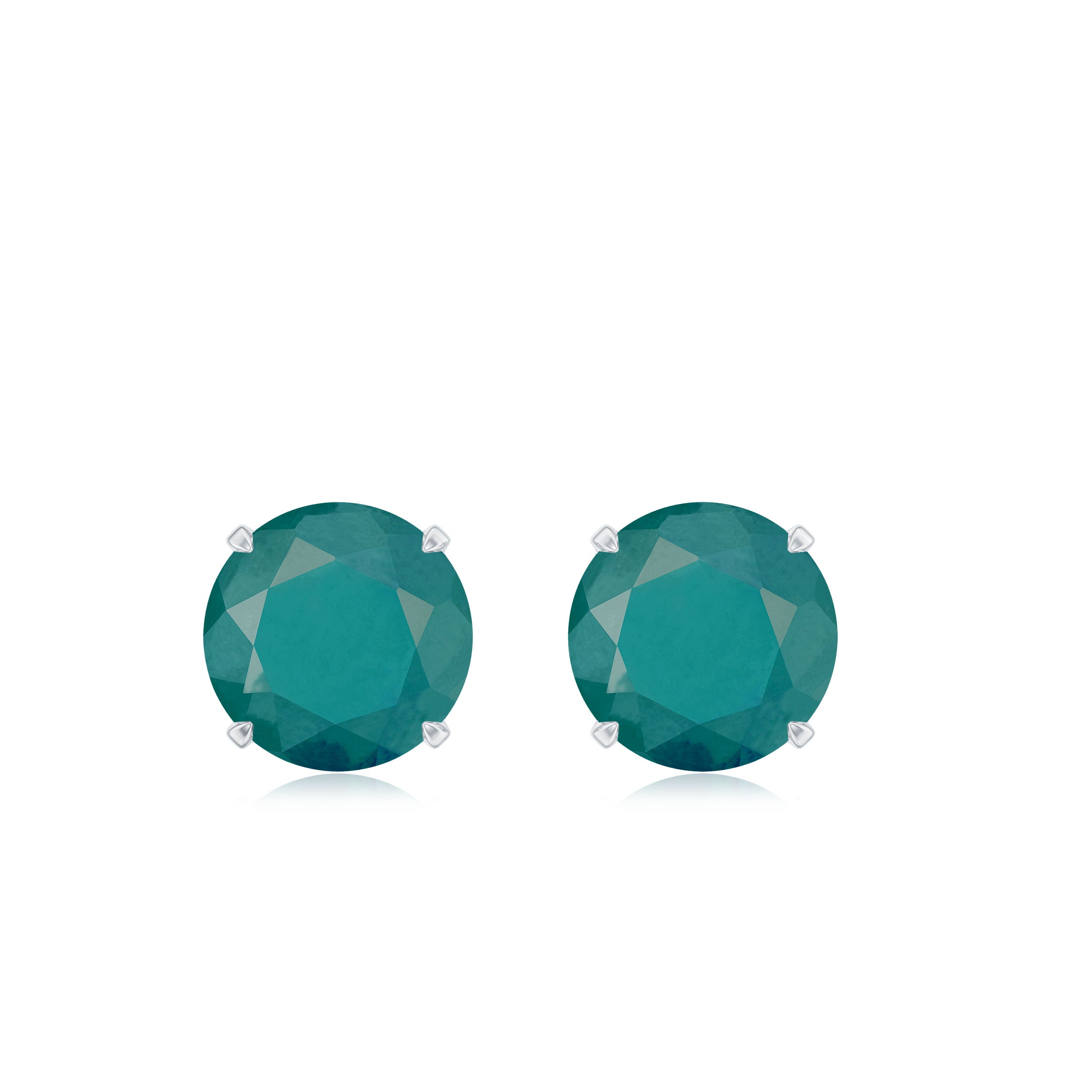 Natural Emerald Solitaire Stud Earrings Emerald - ( AAA ) - Quality - Rosec Jewels