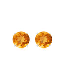 1 CT Round Cut Citrine Solitaire Stud Earrings in Gold Citrine - ( AAA ) - Quality - Rosec Jewels