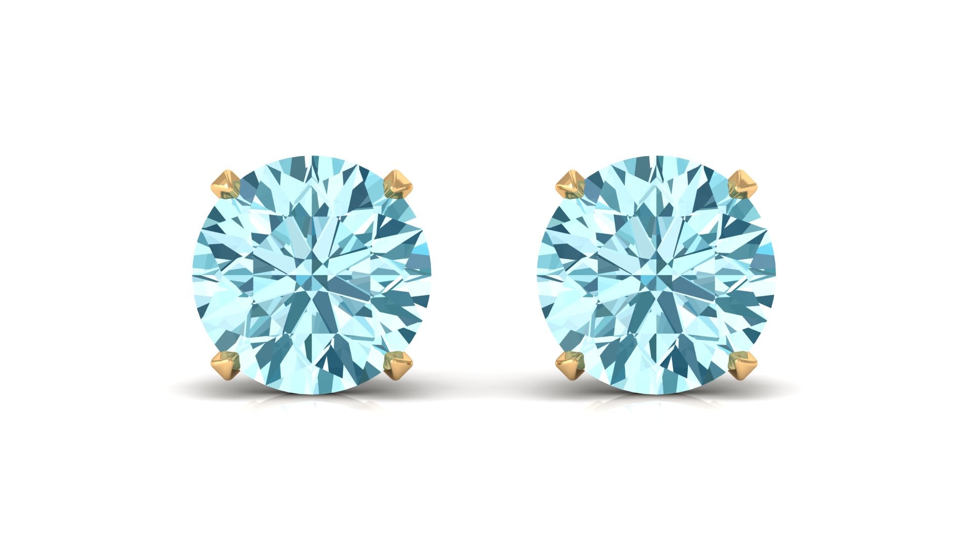 1 CT Round Cut Aquamarine Solitaire Stud Earring Aquamarine - ( AAA ) - Quality - Rosec Jewels