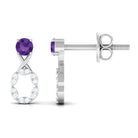 Real Amethyst and Diamond Infinity Drop Earrings Amethyst - ( AAA ) - Quality - Rosec Jewels