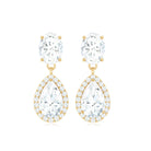 Certified Moissanite Teardrop Dangle Earrings Moissanite - ( D-VS1 ) - Color and Clarity - Rosec Jewels