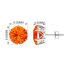 6 Claw Set Round Created Orange Sapphire Solitaire Stud Earrings Lab Created Orange Sapphire - ( AAAA ) - Quality - Rosec Jewels