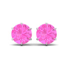 10 MM Round Created Pink Sapphire Solitaire Stud Earrings Lab Created Pink Sapphire - ( AAAA ) - Quality - Rosec Jewels