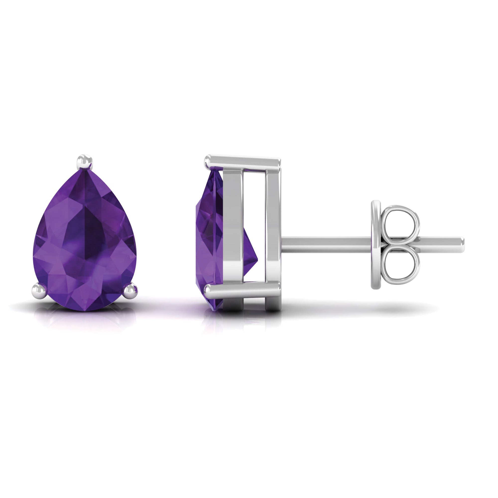 1.5 CT Pear Cut Amethyst Solitaire Earrings Amethyst - ( AAA ) - Quality - Rosec Jewels