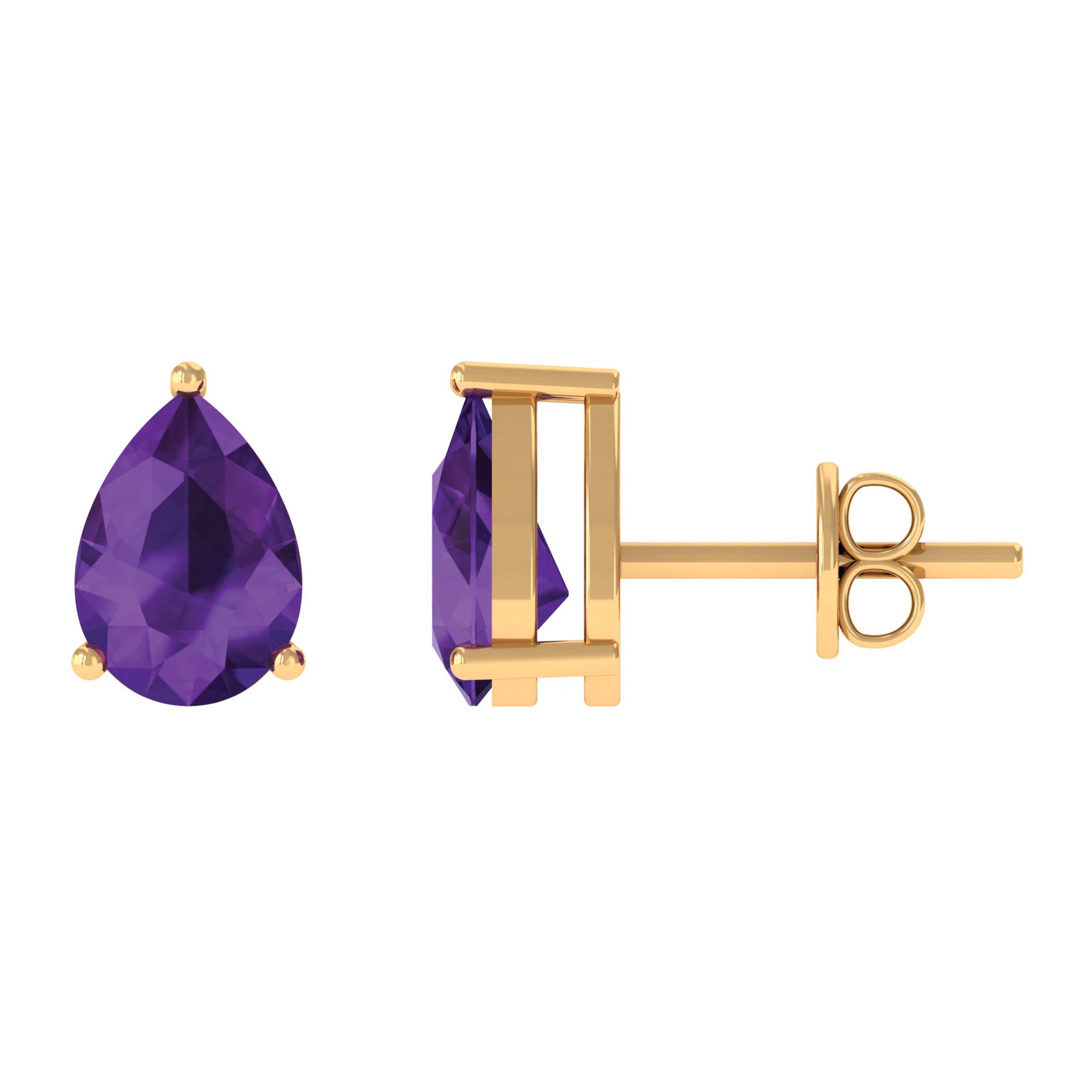 1.5 CT Pear Cut Amethyst Solitaire Earrings Amethyst - ( AAA ) - Quality - Rosec Jewels