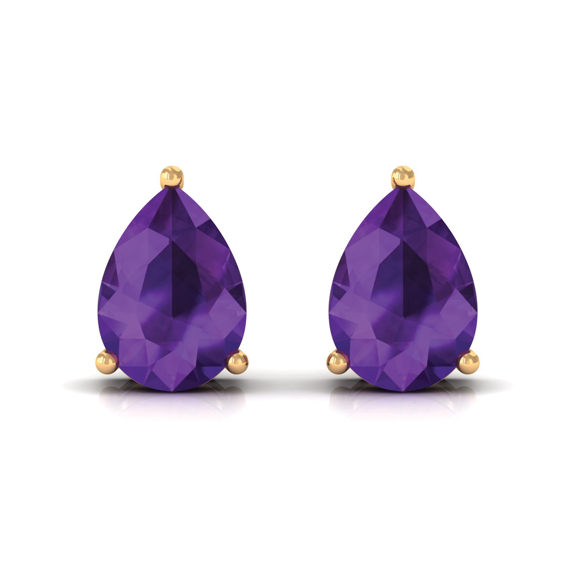 1.5 CT Pear Cut Amethyst Solitaire Earrings Amethyst - ( AAA ) - Quality - Rosec Jewels