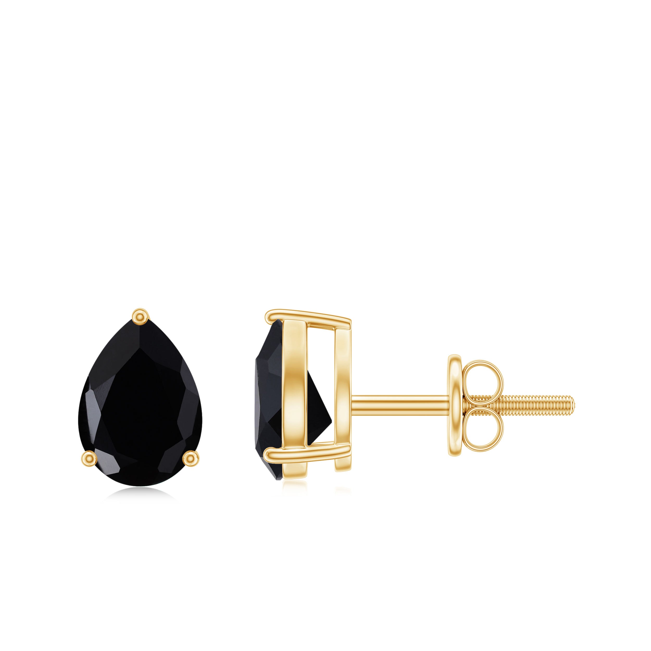 1.25 CT Pear Cut Black Spinel Solitaire Earrings Black Spinel - ( AAA ) - Quality - Rosec Jewels