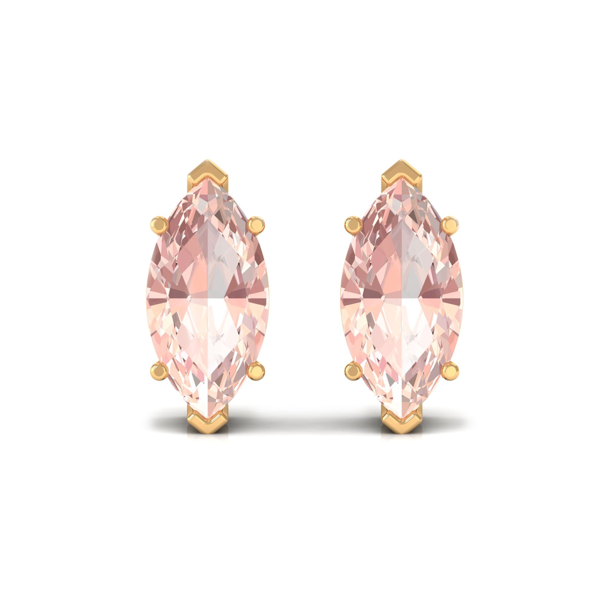 4X8 MM Marquise Cut Morganite Solitaire Stud Earrings Morganite - ( AAA ) - Quality - Rosec Jewels