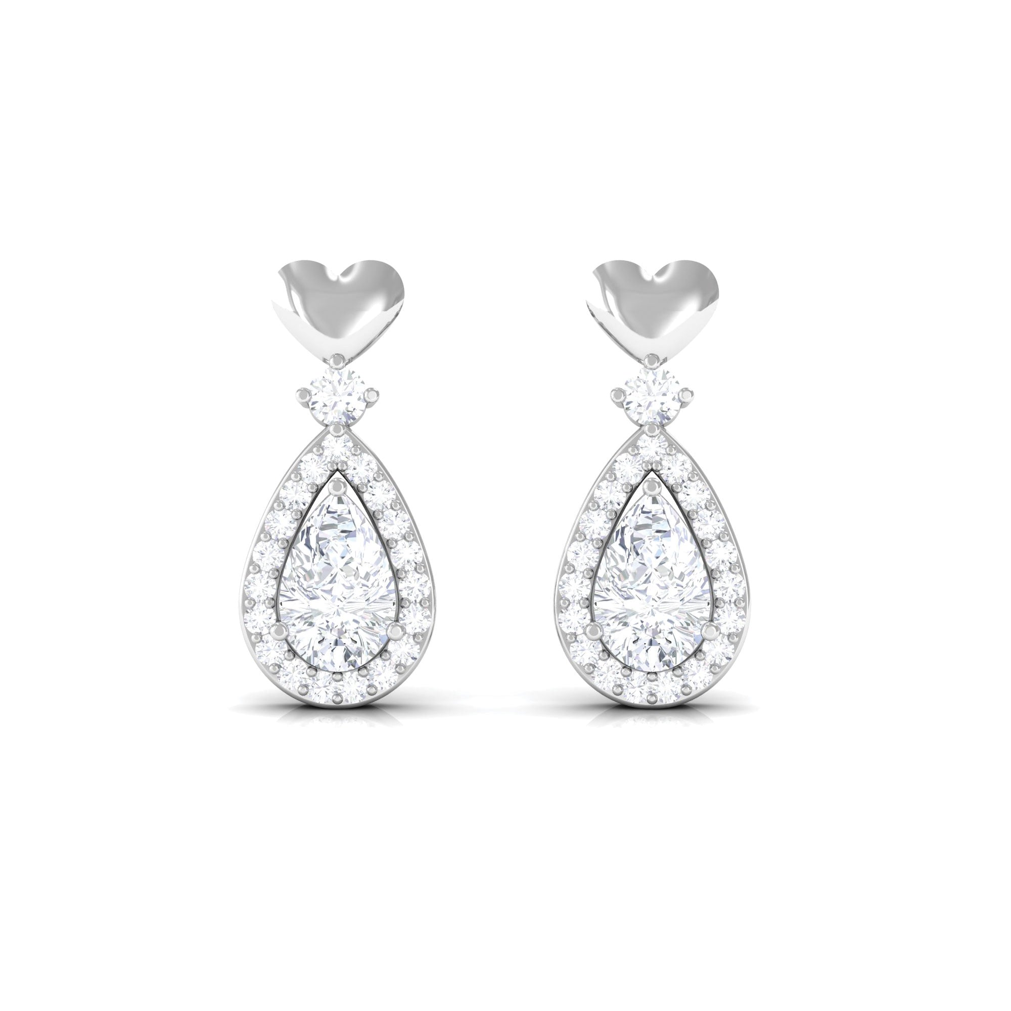 1 CT Zircon and Gold Teardrop Bridal Earrings Zircon - ( AAAA ) - Quality - Rosec Jewels