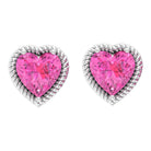 Heart Shape Pink Sapphire Solitaire Stud Earrings in Rope Frame Pink Sapphire - ( AAA ) - Quality - Rosec Jewels