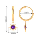 Milgrain Bezel Set Amethyst Sunburst Hoop Drop Earrings Amethyst - ( AAA ) - Quality - Rosec Jewels