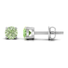 4 MM Genuine Green Sapphire Solitaire Stud Earrings in Double Claw Prong Setting Green Sapphire - ( AAA ) - Quality - Rosec Jewels