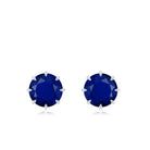 Natural Blue Sapphire Solitaire Stud Earrings in Claw Setting Blue Sapphire - ( AAA ) - Quality - Rosec Jewels