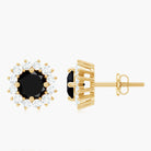 1.75 CT Black Spinel and Diamond Classic Halo Stud Earrings Black Spinel - ( AAA ) - Quality - Rosec Jewels