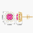 2 CT Pink Sapphire and Diamond Classic Halo Stud Earrings Pink Sapphire - ( AAA ) - Quality - Rosec Jewels