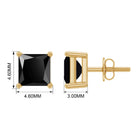 0.50 CT Princess Cut Black Spinel Solitaire Stud Earrings in Gold Black Spinel - ( AAA ) - Quality - Rosec Jewels