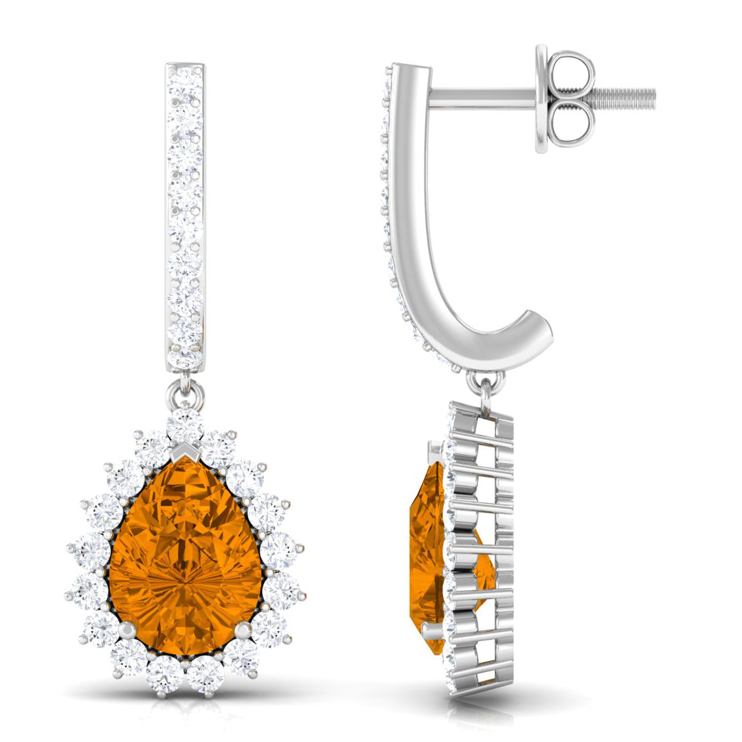 3.25 CT Citrine and Moissanite Bridal Teardrop Earrings Citrine - ( AAA ) - Quality - Rosec Jewels