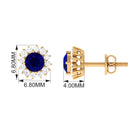 1.25 CT Natural Blue Sapphire and Diamond Halo Stud Earrings Blue Sapphire - ( AAA ) - Quality - Rosec Jewels