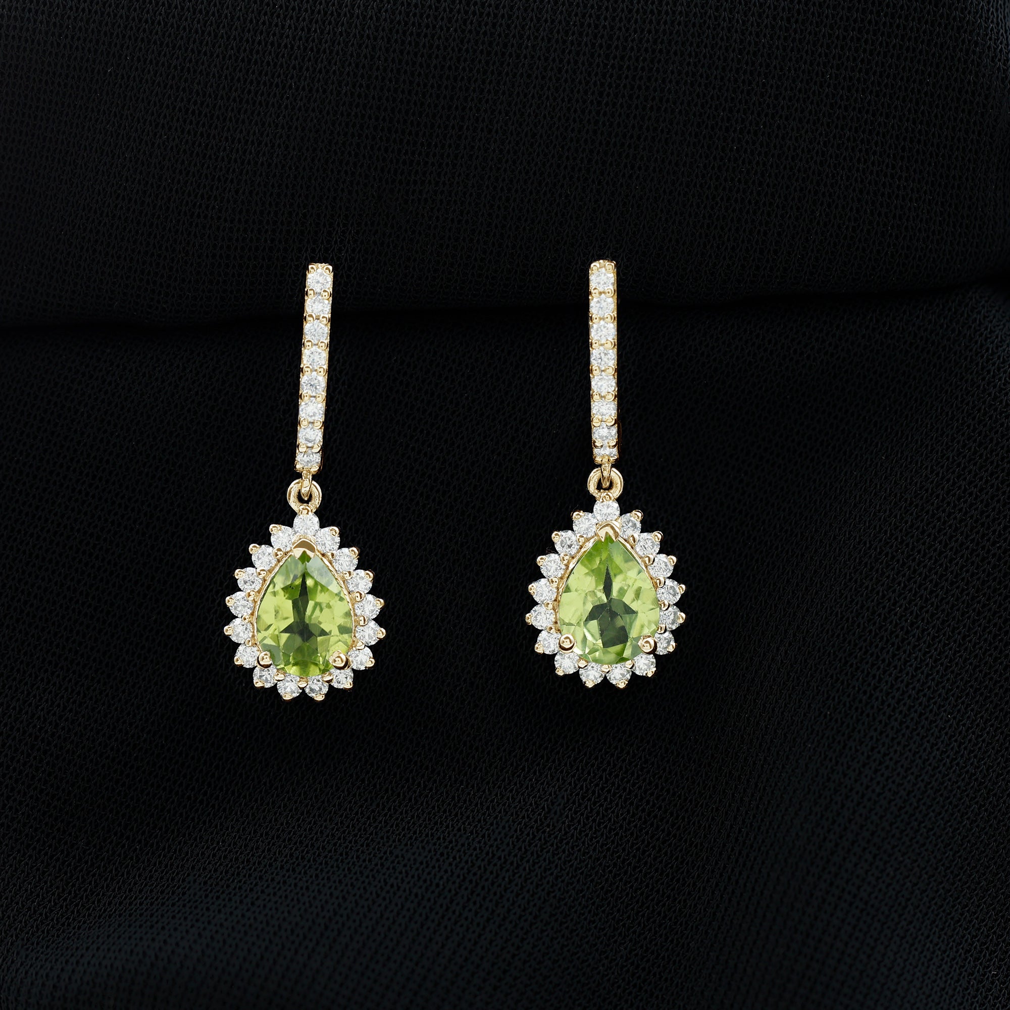 3.25 CT Peridot with Moissanite Bridal Teardrop Earrings Peridot - ( AAA ) - Quality - Rosec Jewels