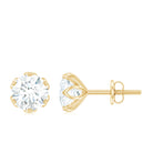 Moissanite Solitaire Stud Earrings in Lotus Basket Setting Moissanite - ( D-VS1 ) - Color and Clarity - Rosec Jewels