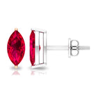 Marquise Shape Created Ruby Solitaire Stud Earrings Lab Created Ruby - ( AAAA ) - Quality - Rosec Jewels