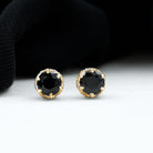 2 CT Claw Set Created Black Diamond Solitaire and Diamond Stud Earrings Lab Created Black Diamond - ( AAAA ) - Quality - Rosec Jewels