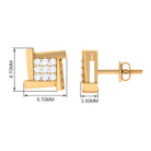 1/2 CT Natural Diamond Square Stud Earrings Diamond - ( HI-SI ) - Color and Clarity - Rosec Jewels