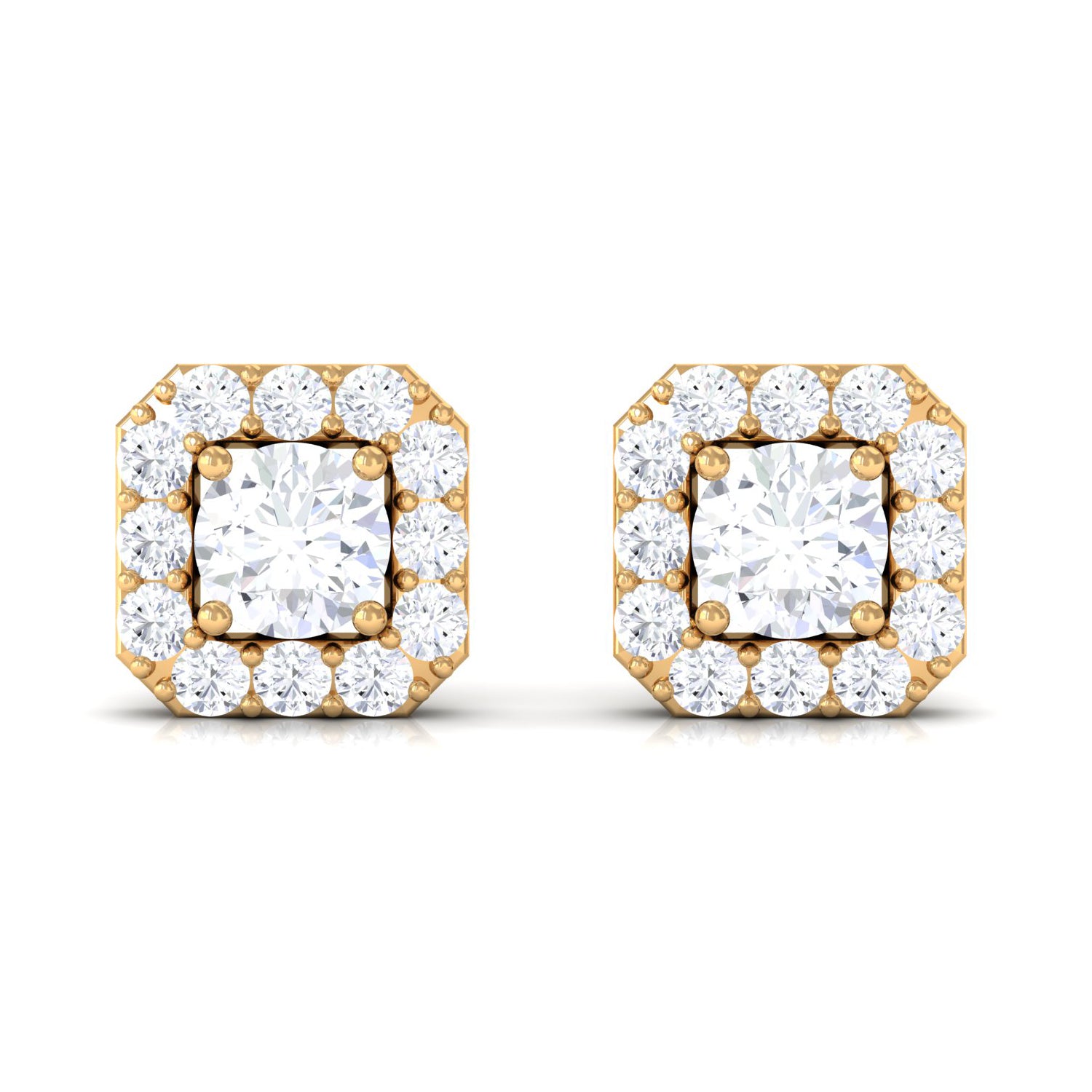 1/4 CT Solitaire Diamond Stud Earrings with Halo Diamond - ( HI-SI ) - Color and Clarity - Rosec Jewels