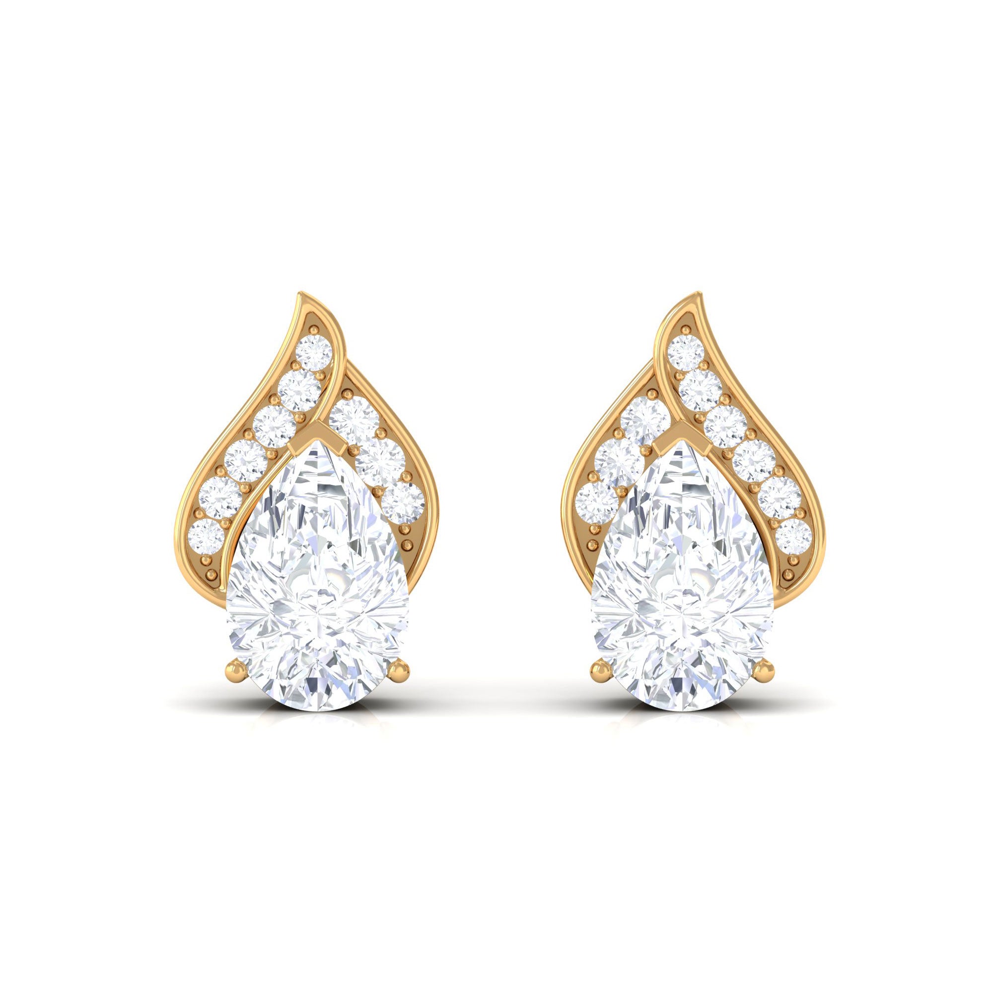 1.25 CT Pear Shape Moissanite Classic Stud Earrings in Gold Moissanite - ( D-VS1 ) - Color and Clarity - Rosec Jewels