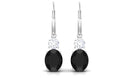 Natural Certified Black Onyx Leverback Drop Earrings With Moissanite Black Onyx - ( AAA ) - Quality - Rosec Jewels