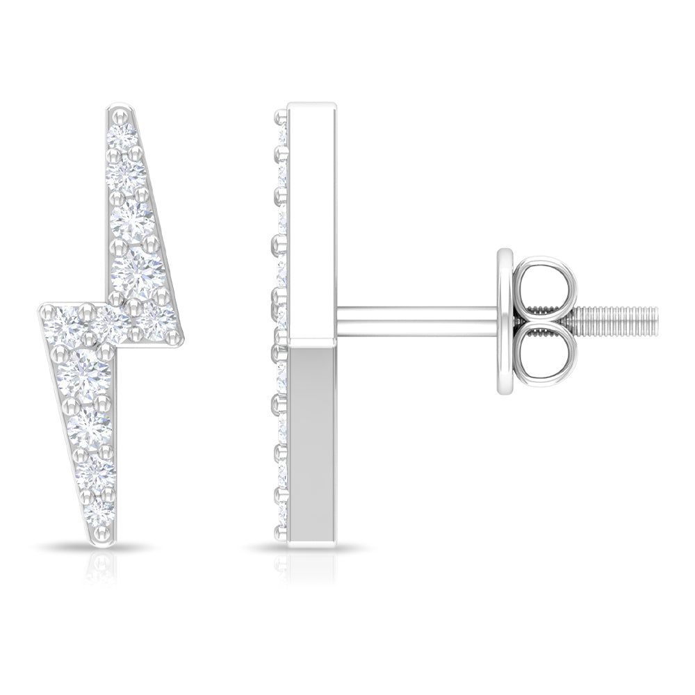 Natural Diamond Thunderbolt Stud Earrings in Gold Diamond - ( HI-SI ) - Color and Clarity - Rosec Jewels