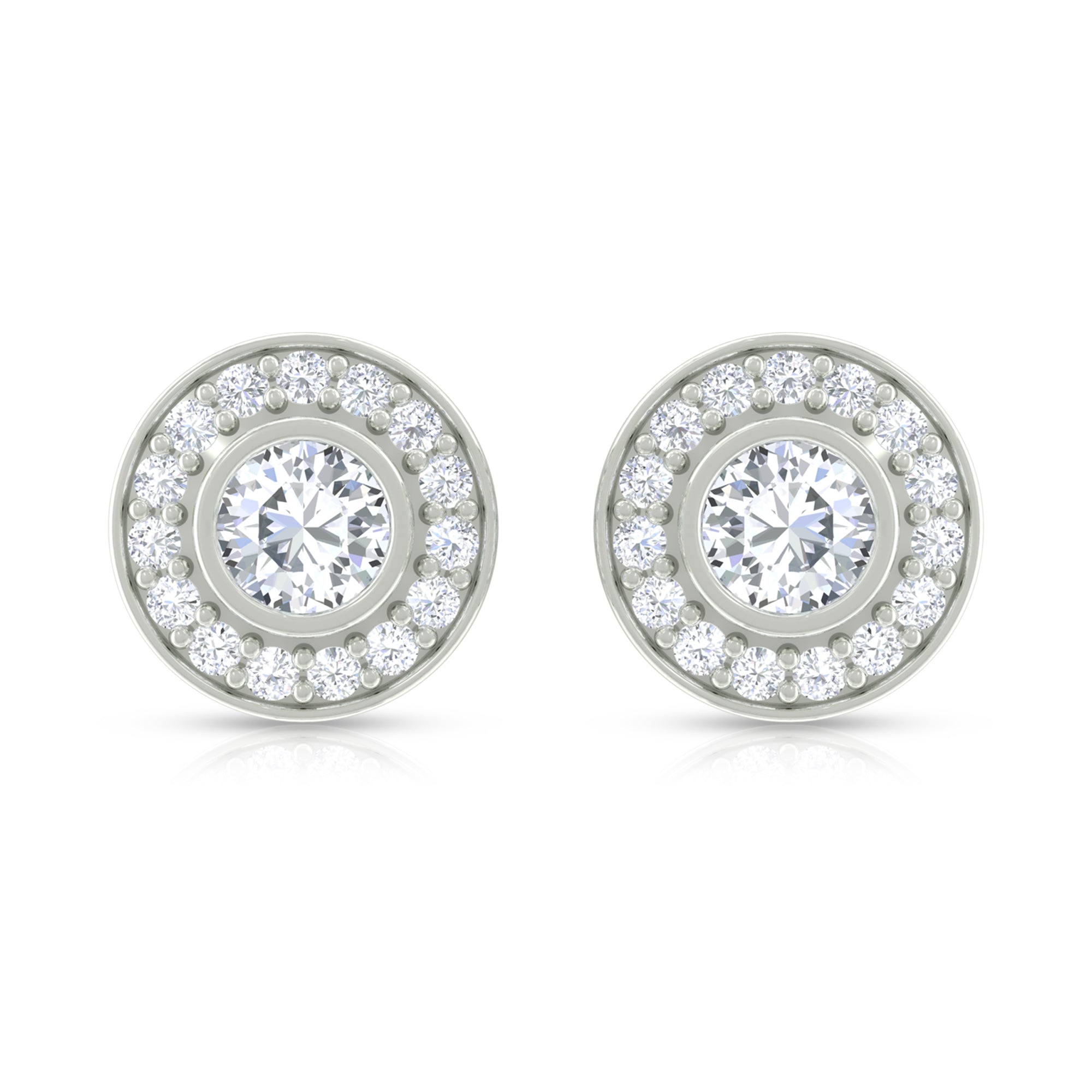 1/4 CT Round Moissanite Halo Bridal Stud Earrings Moissanite - ( D-VS1 ) - Color and Clarity - Rosec Jewels