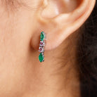 1.75 CT Marquise Emerald and Pink Sapphire Dangle Earrings Emerald - ( AAA ) - Quality - Rosec Jewels