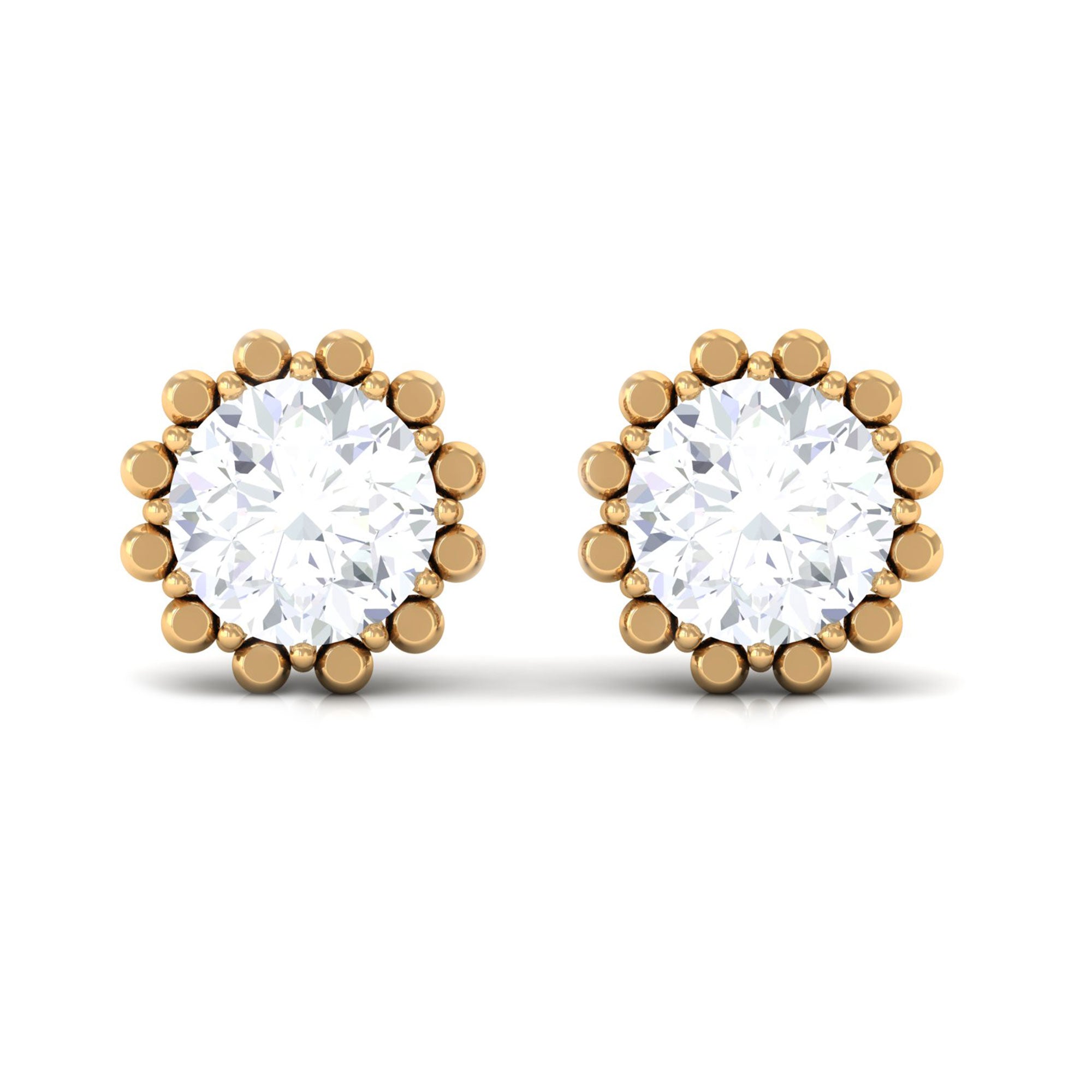 1/2 CT Natural Diamond Solitaire Stud Earrings Diamond - ( HI-SI ) - Color and Clarity - Rosec Jewels