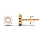 1/4 CT Natural Diamond Flower Stud Earrings in Gold Diamond - ( HI-SI ) - Color and Clarity - Rosec Jewels