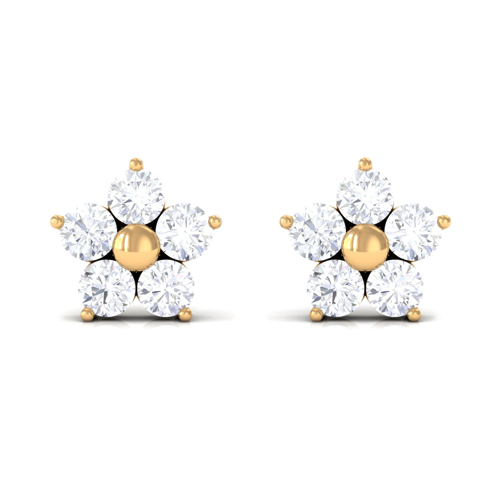 3/4 CT Simple Diamond Flower Stud Earrings in Prong Setting Diamond - ( HI-SI ) - Color and Clarity - Rosec Jewels