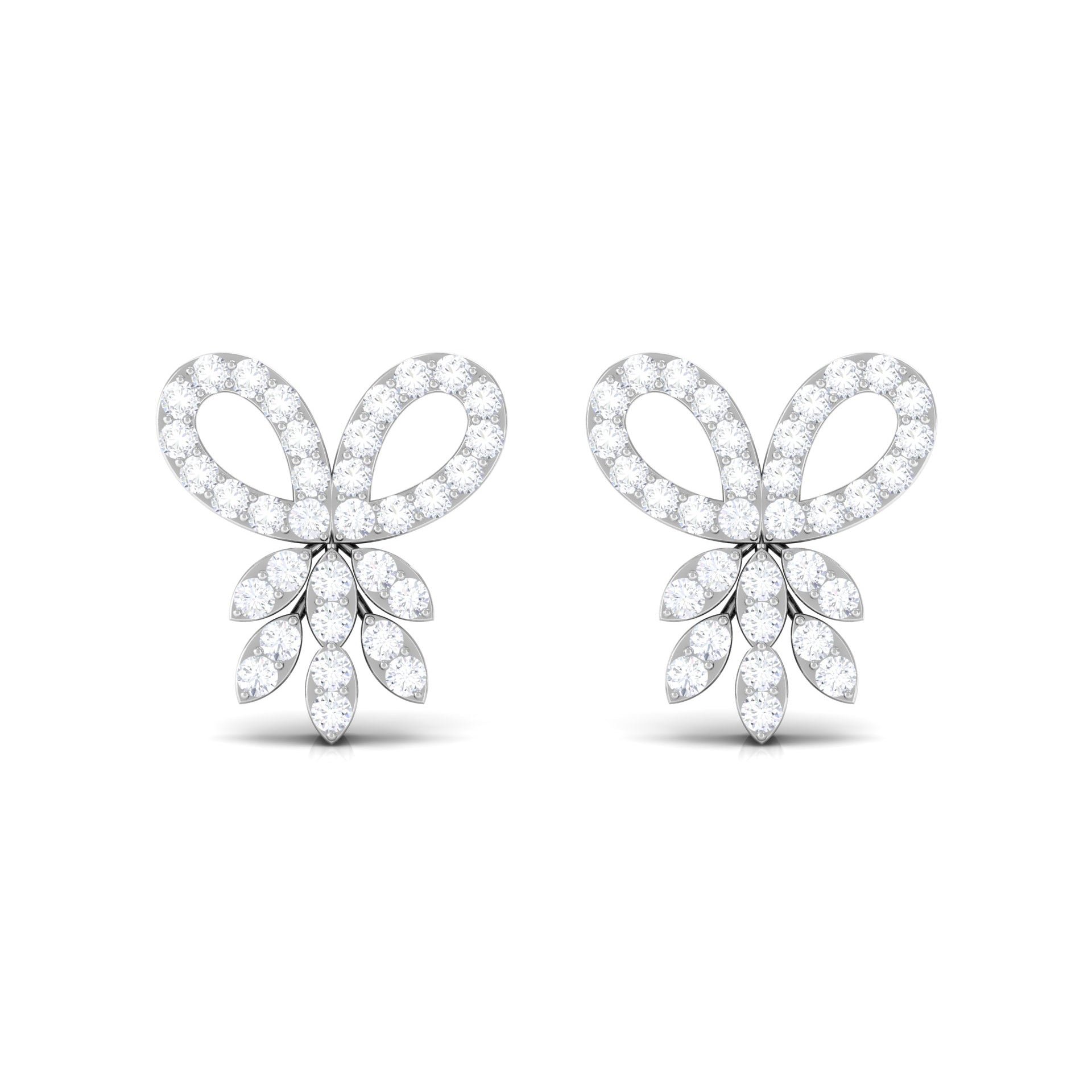 1/4 CT Pave Diamond Gold Bow Stud Earrings Diamond - ( HI-SI ) - Color and Clarity - Rosec Jewels