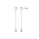 1 CT Bezel Set Round Moissanite Dangle Chain Earrings Moissanite - ( D-VS1 ) - Color and Clarity - Rosec Jewels